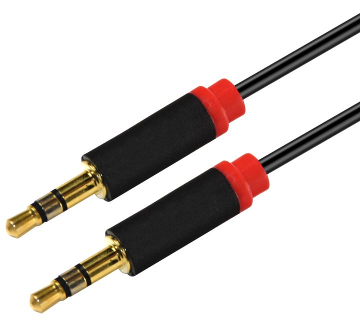 Astrotek 1m Stereo 3.5mm Flat Cable Male to Male Black with Red Mold - Audio Input Extension Auxiliary Car Cord Astrotek 1m Stereo 3.5mm Flat Cable Male to Male Black with Red Mold - Audio Input Extension Auxiliary Car Cord